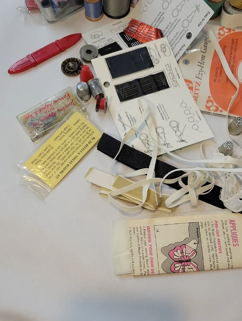 Sewing Notions Lot with Thread Spools & Scissors - Multi